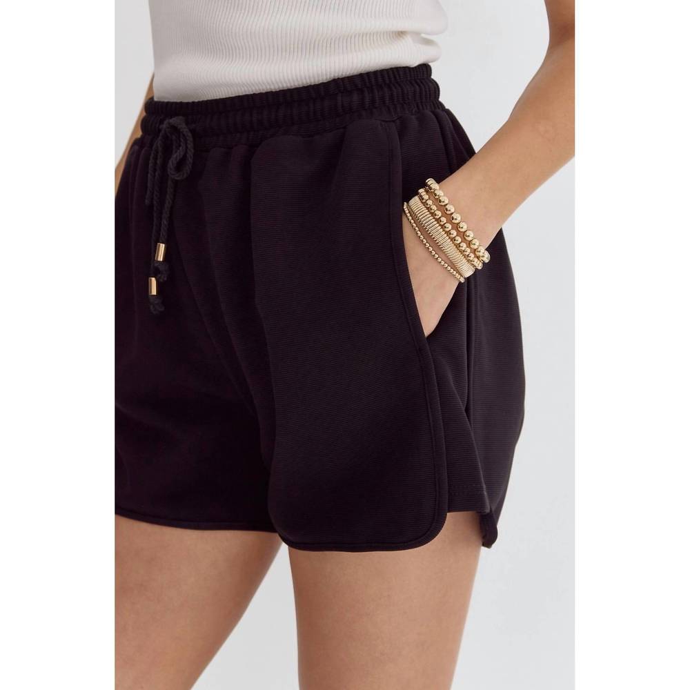 NEW ENTRO putting sugar on me ribbed shorts in black - Picture 6 of 7